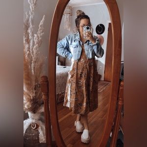 Spaghetti strap mustard jumper maternity dress!